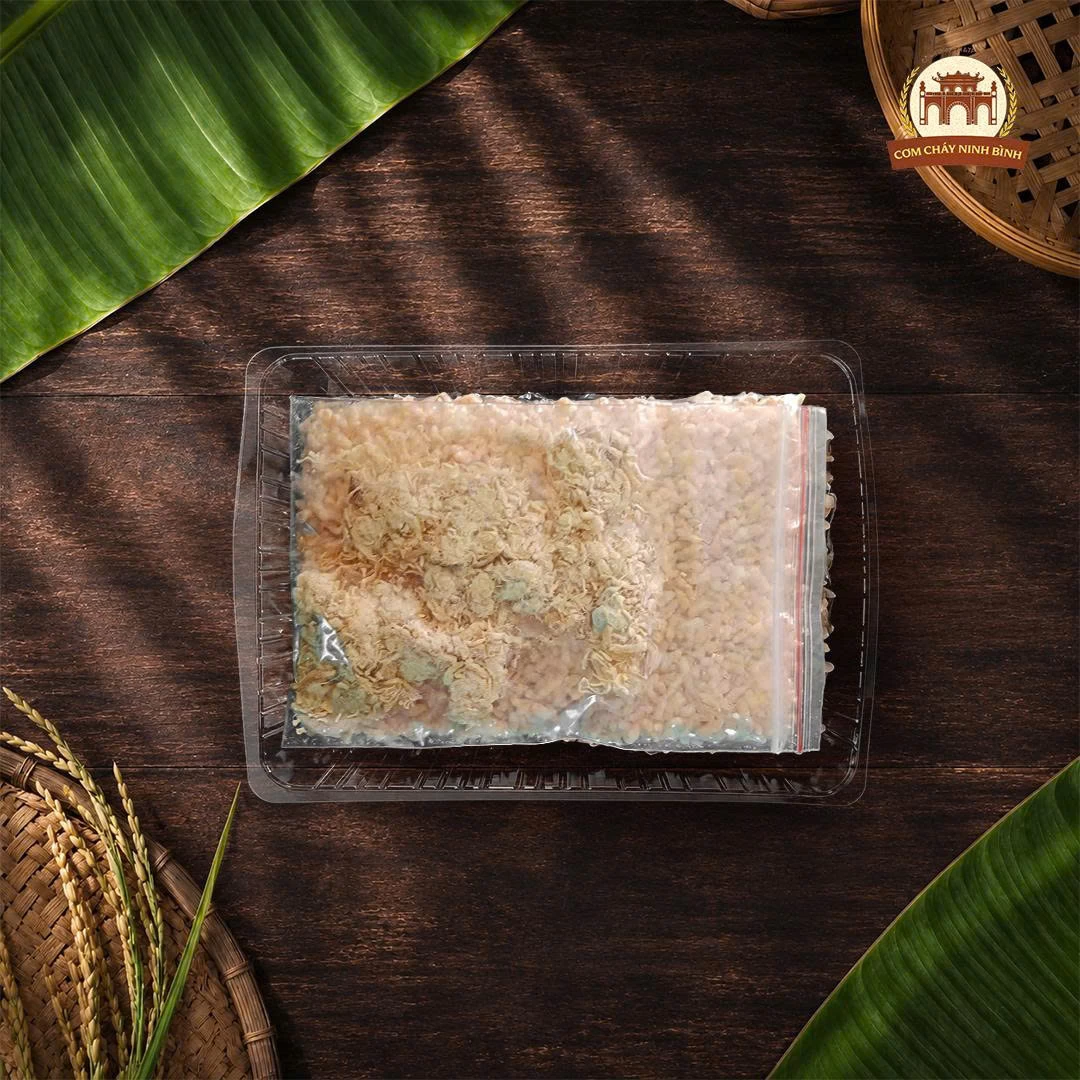 (165g) Cơm Cháy Chà Bông - Nếp Cái Hoa Vàng - Ruốc Heo Nhà Làm Túi Riêng - 4 Vị Sốt Đặc Trưng